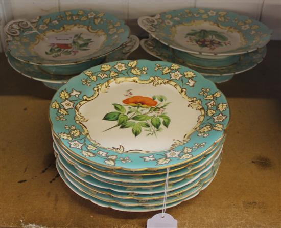 Victorian botanical part dessert service(-)